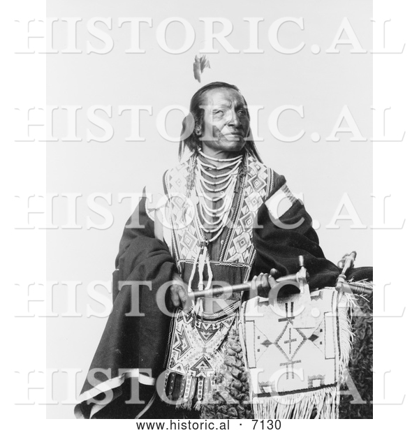 Historical Photo of Chief Red Fox, Sioux Indian 1900 - Black and White