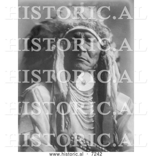 Historical Photo of Crow Indian Man, Bear Cut Ear 1908 - Black and White