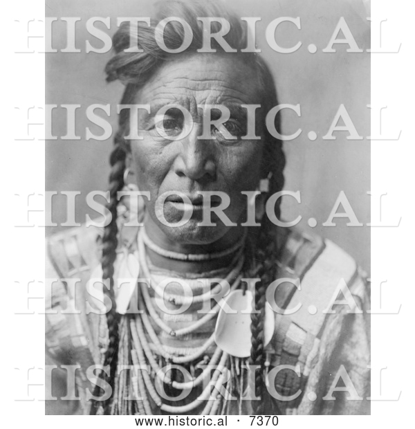 Historical Photo of Crow Native American Called Strike on His Head 1908 - Black and White