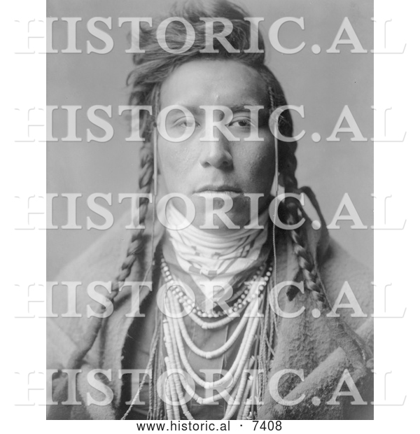 Historical Photo of Crow Native American Man, Bird on High Land 1908 - Black and White