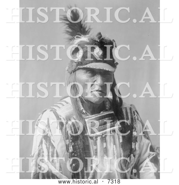 Historical Photo of Crow Native American Man Called Forked Iron 1908 - Black and White