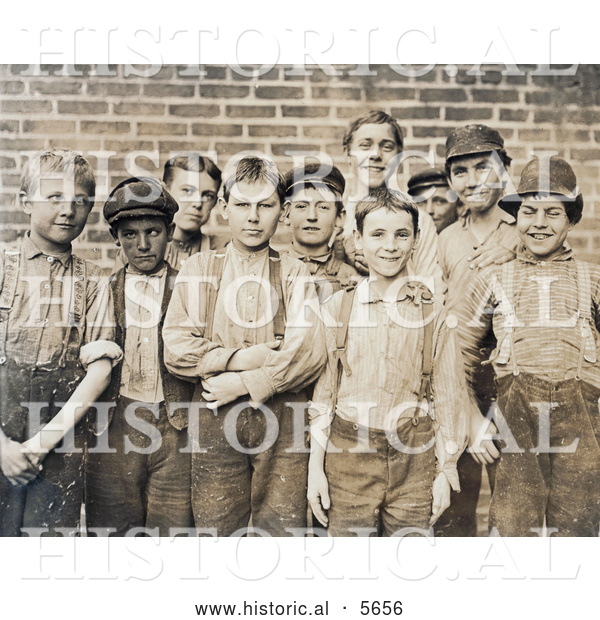 Historical Photo of Doffer Boy Laborers at the Georgia Cotton Mill in 1909