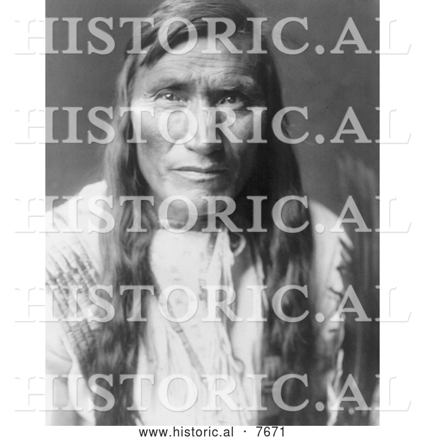 Historical Photo of Head-Dress, an Atsina Indian Man 1908 - Black and White