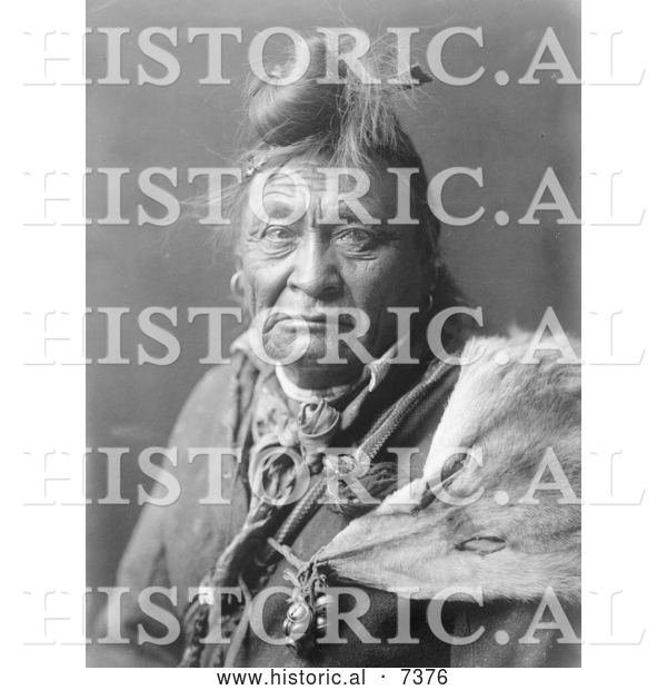 Historical Photo of Hoop on the Forehead, Crow Indian Man 1908 - Black and White