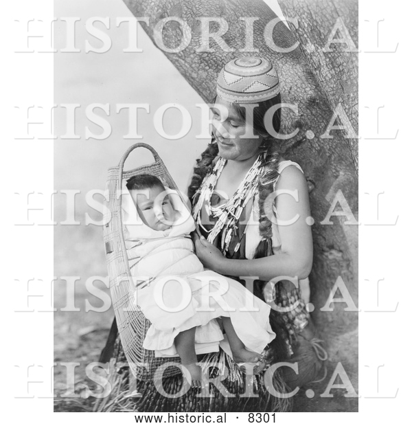 Historical Photo of Hupa Mother 1923 - Black and White Version