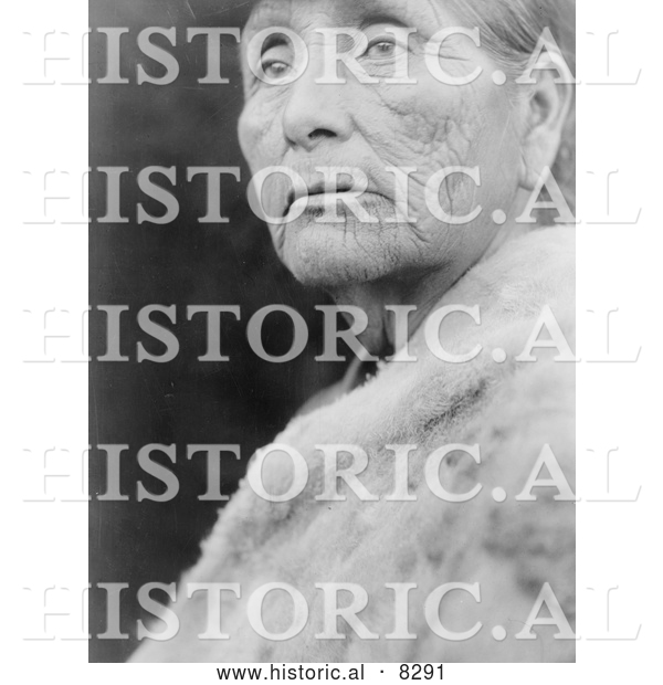 Historical Photo of Hupa Woman 1923 - Black and White Version