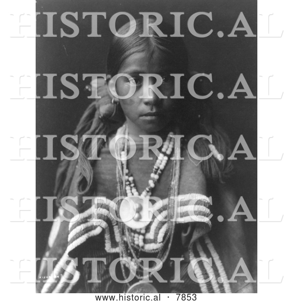 Historical Photo of Jicarilla Apache Girl 1905 - Black and White