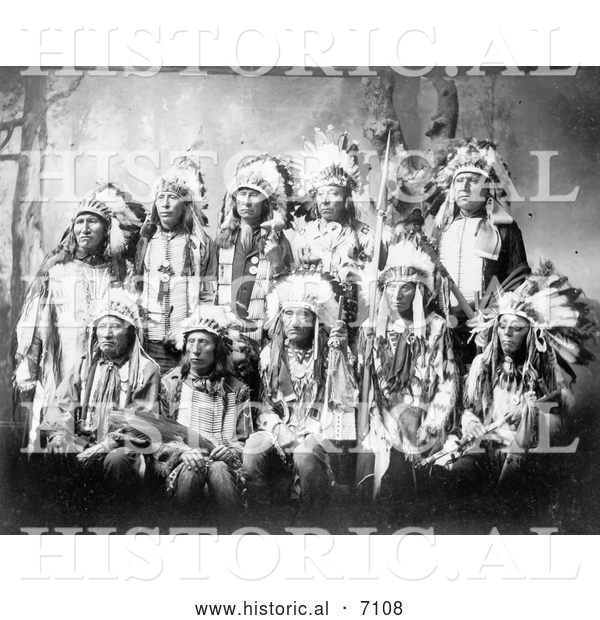 Historical Photo of Little Wound and Other Sioux Chiefs 1899 - Black and White