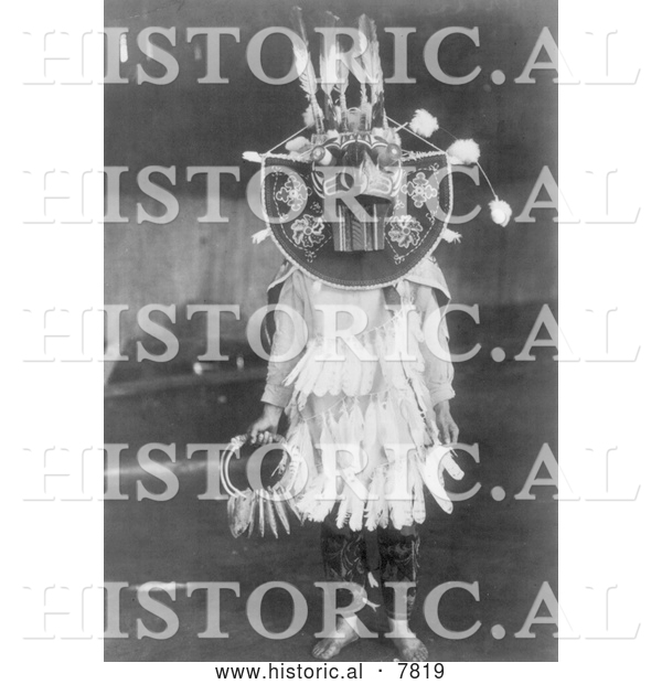 Historical Photo of Masked Dancer 1913 - Black and White