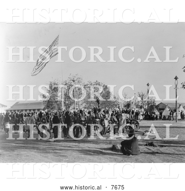 Historical Photo of Native Ghost Dance 1898 - Black and White
