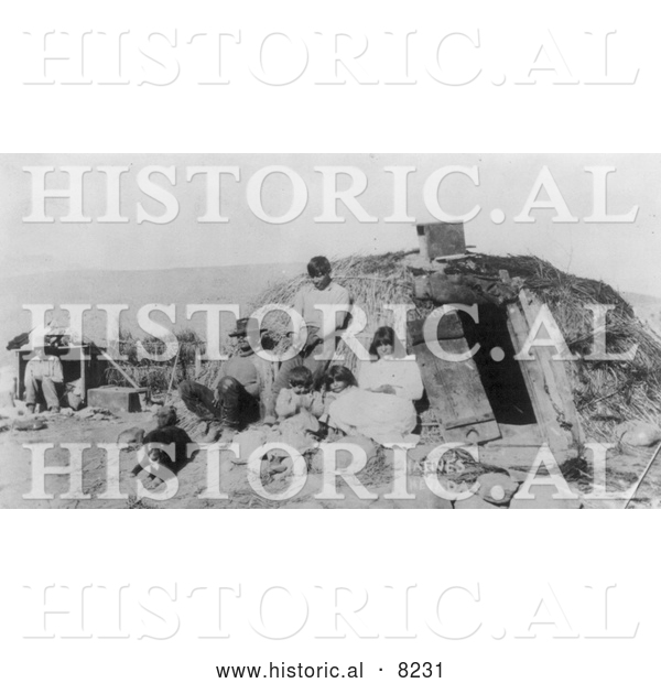 Historical Photo of Paiute Indian Family 1906 - Black and White