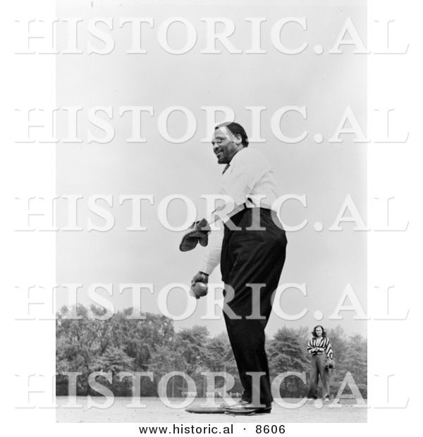 Historical Photo of Paul Robeson Playing Baseball - Black and White Version