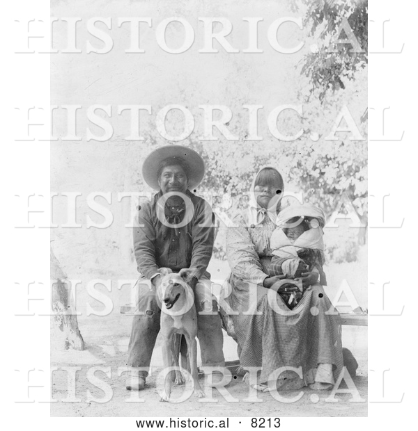 Historical Photo of Pomo Indian Family 1905 - Black and White