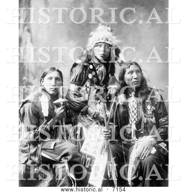 Historical Photo of Poor Elk, Shout For, Eagle Shirt, Sioux Indians 1899 - Black and White