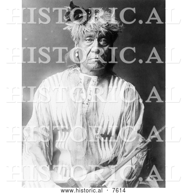 Historical Photo of Red Whip, an Atsina Man 1913 - Black and White