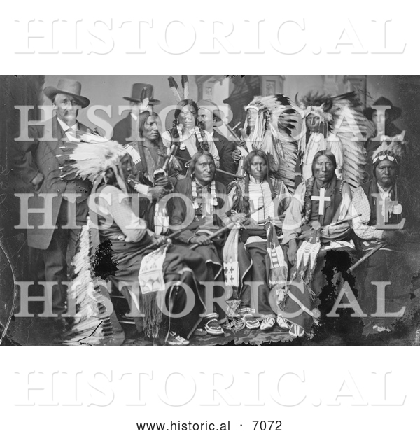 Historical Photo of Sioux and Arrapahoe Native Americans - Black and White