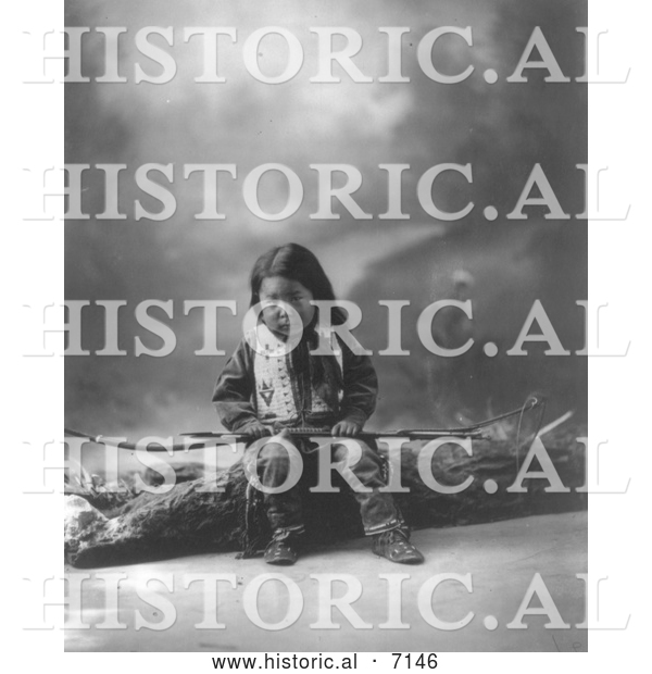 Historical Photo of Sioux Indian Child, John Lone Bull 1900 - Black and White