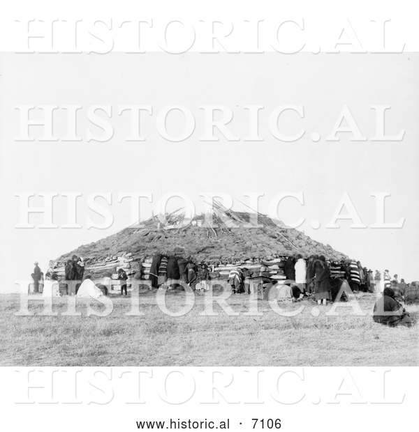 Historical Photo of Sioux Indian Dance House 1911 - Black and White