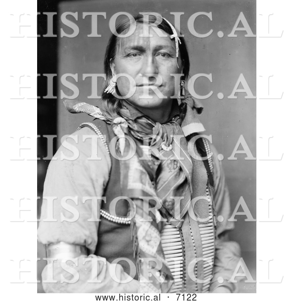 Historical Photo of Sioux Indian Man, Joe Black Fox 1900 - Black and White