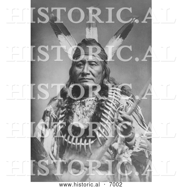 Historical Photo of Sioux Indian Man, Rushing Eagle - Black and White