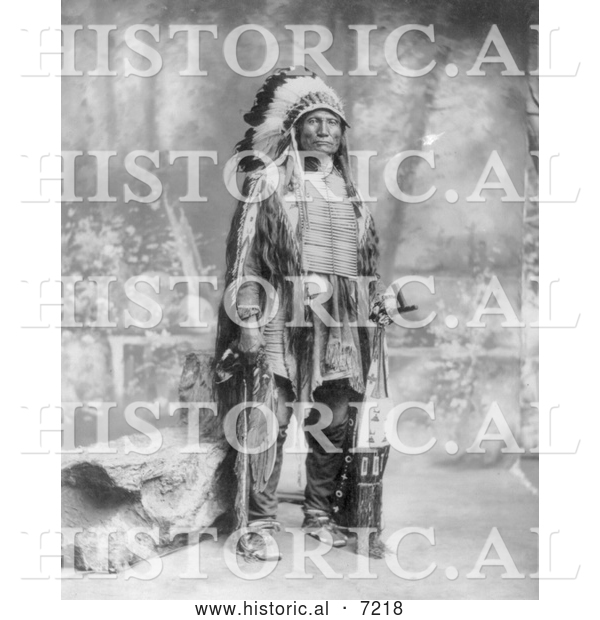 Historical Photo of Sioux Indian Named Broken Arm 1899 - Black and White