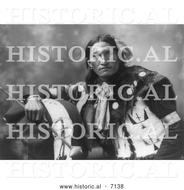 Historical Photo of Sioux Man Named Eddie Plenty Holes 1899 - Black and White