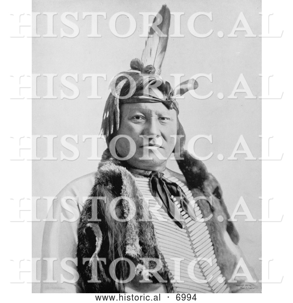 Historical Photo of Sioux Native American, Rain-In-The-Face 1893 - Black and White