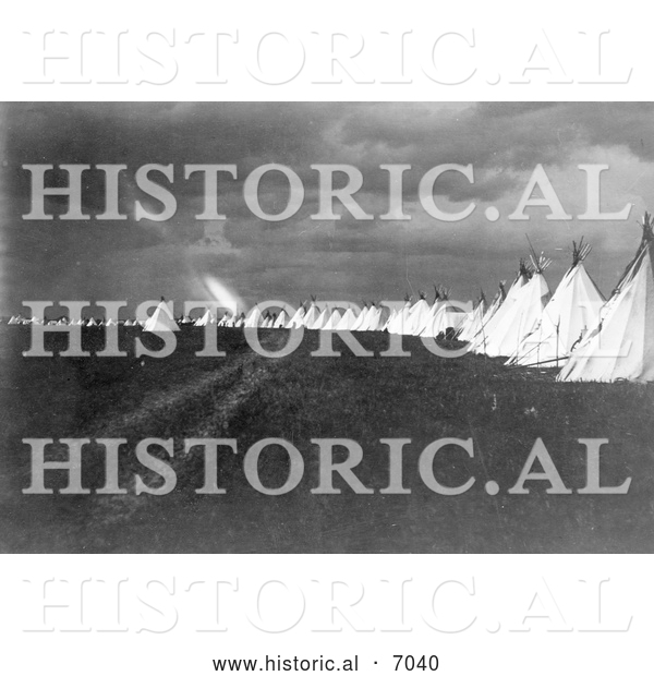 Historical Photo of Sioux Tipis 1902 - Black and White