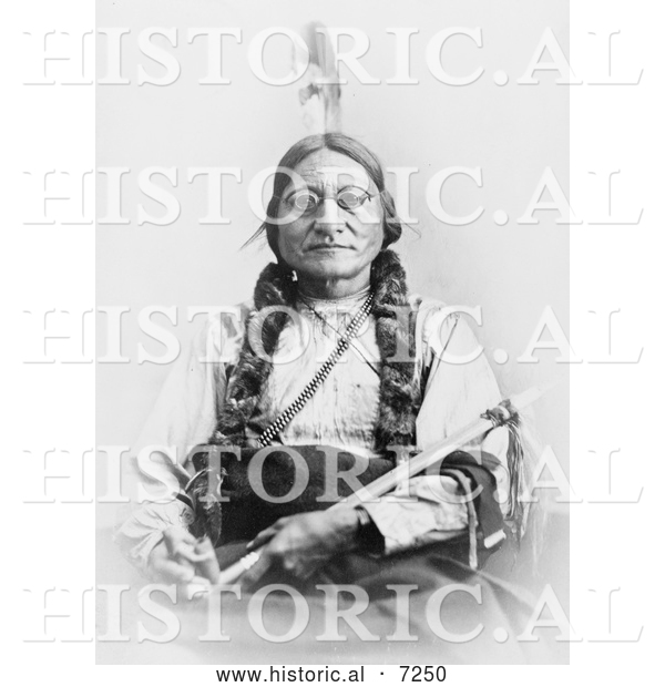 Historical Photo of Sitting Bull Holding a Calumet 1881 - Black and White