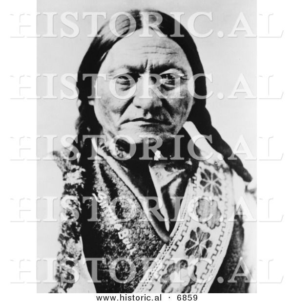Historical Photo of Sitting Bull (Slon-he) 1885 Portrait - Native American Indian - Black and White Version