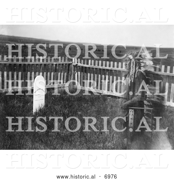 Historical Photo of the Ghost of Sitting Bull at His Grave 1906 - Black and White