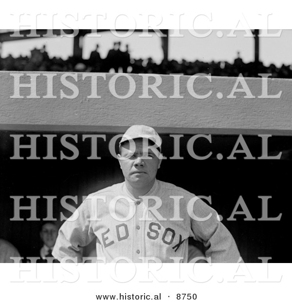 Historical Photo of the Great Bambino, Babe Ruth, of the Boston Red Sox - Black and White Version