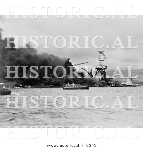 Historical Photo of the USS Arizona Battleship Wreckage - Black and White Version