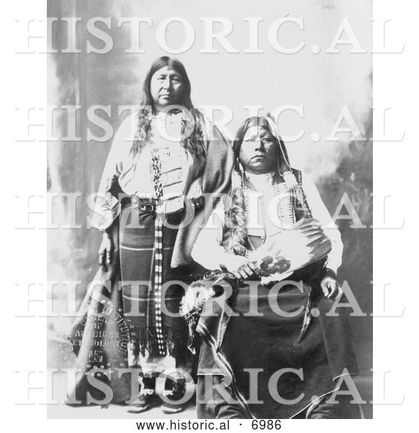 Historical Photo of Tonkawa Indians, Grant Richards and Wife - Black and White