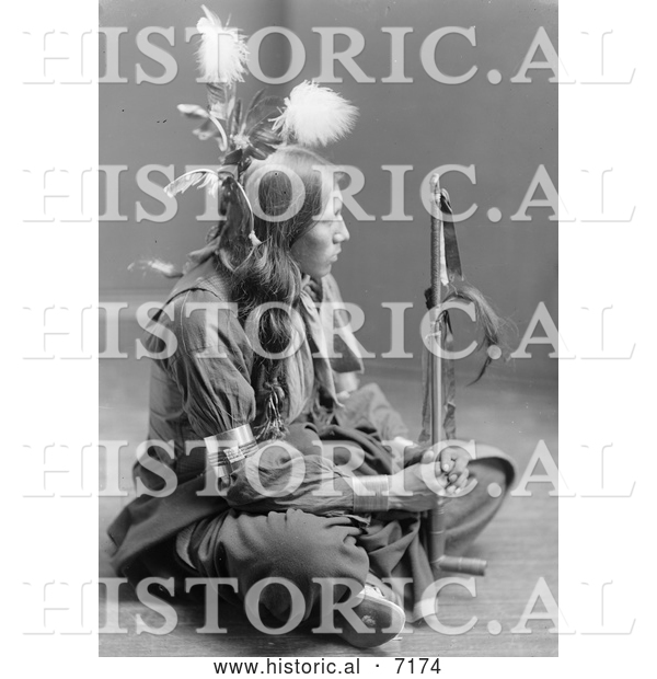 Historical Photo of William Frog, Sioux, Sitting Cross Legged 1900 - Black and White