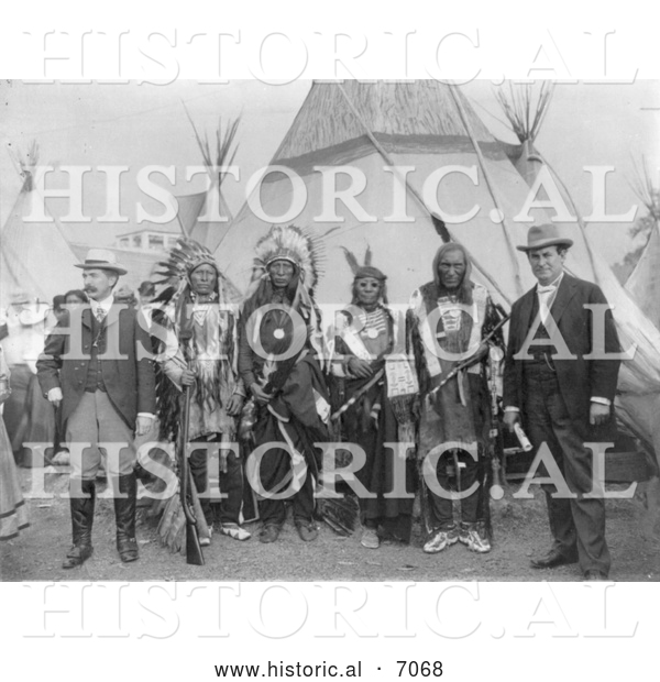 Historical Photo of William Jennings Bryan and Sioux Chiefs 1901 - Black and White