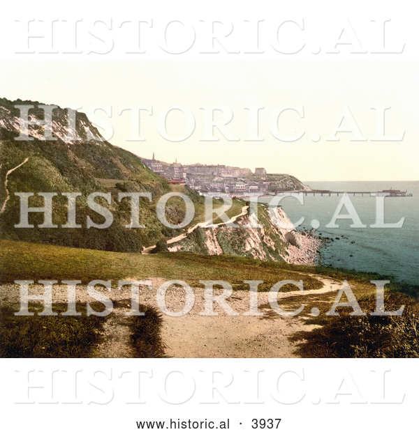Historical Photochrom of a Path Along the Cliffs in Ventnor Isle of Wight England UK