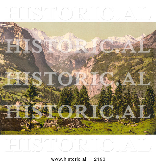Historical Photochrom of Breithorn Mountain, Switzerland