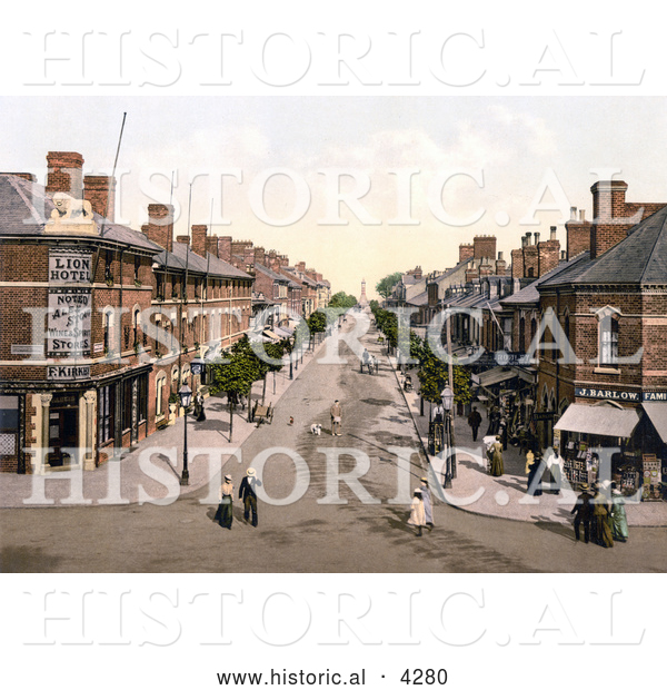Historical Photochrom of Lumley Road in Skegness, East Lindsey, Lincolnshire, England, United Kingdom