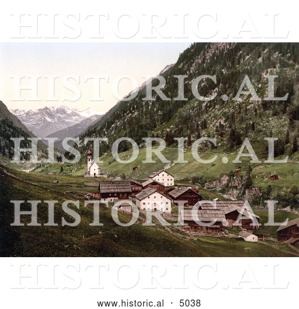 Historical Photochrom of Oetz Valley, Tyrol, Austria