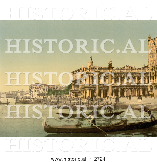 Historical Photochrom of Piazzetta Di San Marco, Venice