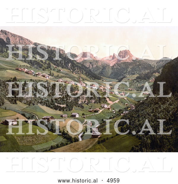 Historical Photochrom of Santa Christiana, Santa Christiana Val Gardena, Tyrol, Austria