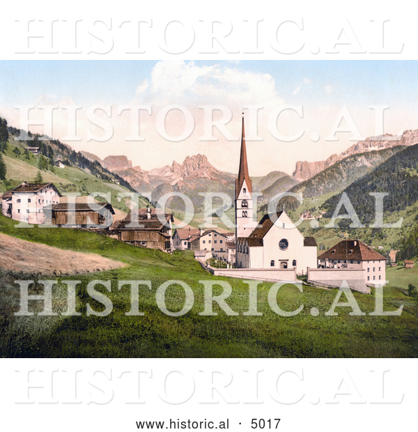 Historical Photochrom of St. Christina, Tyrol, Austria