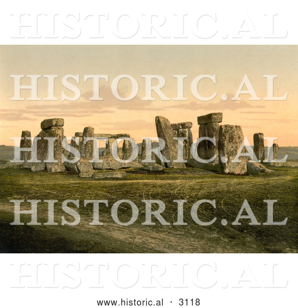 Historical Photochrom of Stonehenge in Salisbury, England