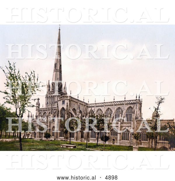 Historical Photochrom of the Angelican St Mary Redcliffe Church in Bristol, England