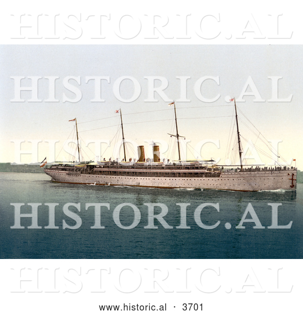 Historical Photochrom of the Kaiser Wilhlem II Ship