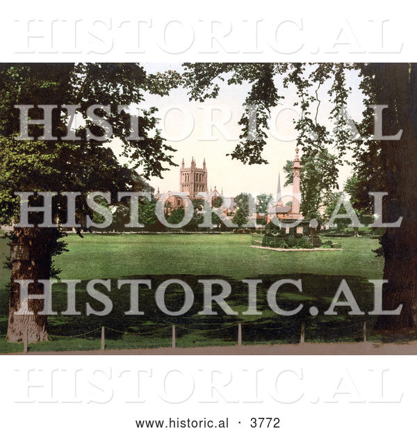 Historical Photochrom of the Lord Nelson Column on the Old Grounds of Hereford Castle on Castle Green near the Hereford Cathedral Hereford West Midlands England Uk