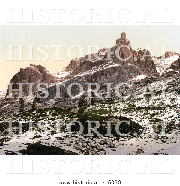 Historical Photochrom of the Ortler Group, Campanil Tuckett, Tyrol, Austria