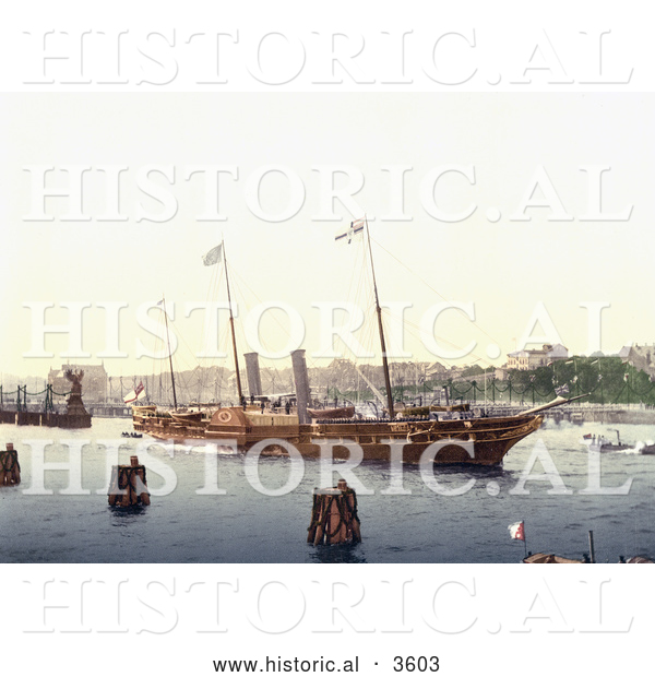 Historical Photochrom of the Osborne Des Herzogs Von York Yacht on the Water
