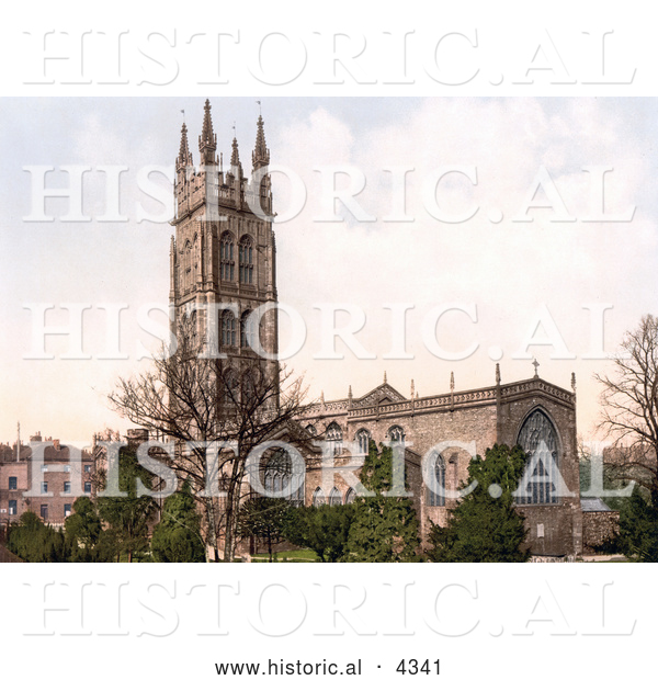 Historical Photochrom of the Parish Church of St Mary Magdalene in Taunton, Somerset, England, United Kingdom